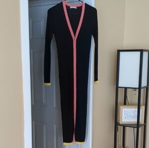 Alice + Olivia Black and Pink Long Cardigan Dress